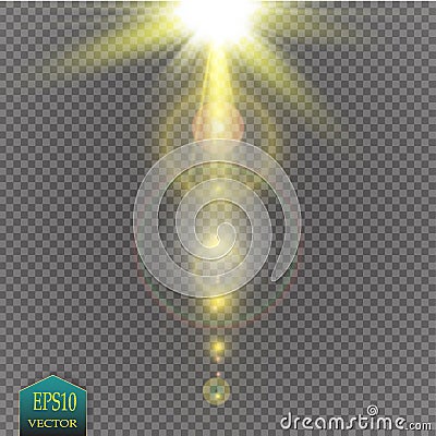 Vector transparent sunlight special lens flare light effect. Sun flash with rays and spotlight Vector Illustration