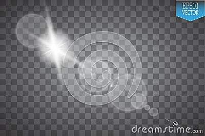 Vector transparent sunlight special lens flare light effect. Sun flash with rays and spotlight on transparent backgraund Vector Illustration