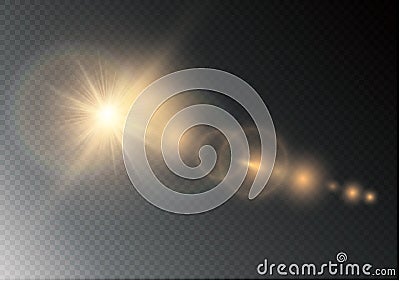Vector transparent sunlight special lens flare light effect. Sun flash with rays and spotlight. Vector Illustration