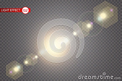 Vector transparent sunlight special lens flare light effect. Sun flash with rays and spotlight Vector Illustration