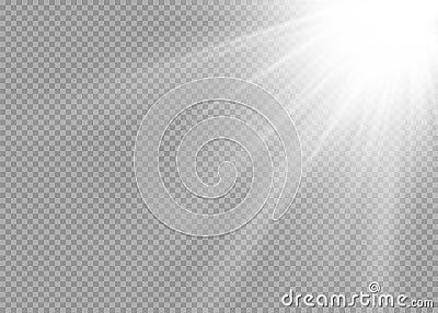 Vector transparent sunlight special lens flash light effect.front sun lens flash. Vector blur in the light of radiance. Element of Stock Photo