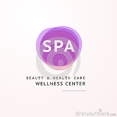 Vector transparent wellness & spa logo symbol in light colors isolated on white background Vector Illustration