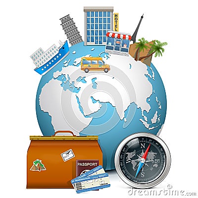 Vector Travel Concept with Globe Vector Illustration
