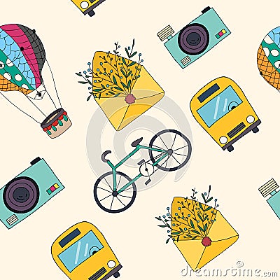 Vector travel seamless pattern. Vector Illustration