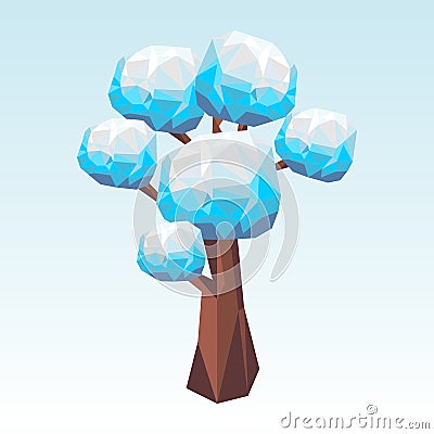 Polygonal winter tree. Vector Illustration
