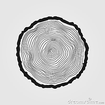 Vector tree rings background and saw cut tree trunk Vector Illustration