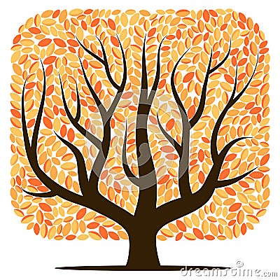 Vector tree with yellow leaves Vector Illustration