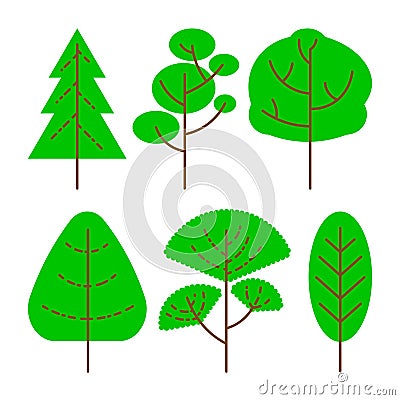 Vector Trees Set Vector Illustration