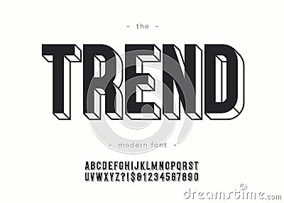 Vector trend alphabet 3d bold typography Vector Illustration