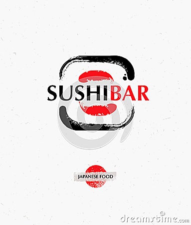 Vector trendy brush sushi logo. Creative sushi bar logotype Vector Illustration