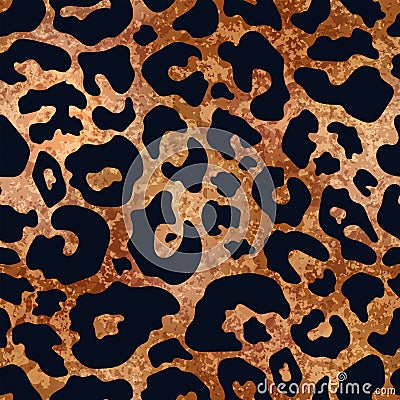 Vector trendy leopard spot abstract Bronze seamless pattern. Wild animal cheetah skin dark gold metallic foil texture Vector Illustration