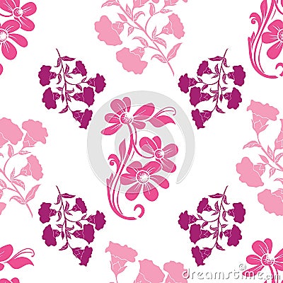 Vector trendy monochrome bold big flowers seamless pattern background Vector Illustration