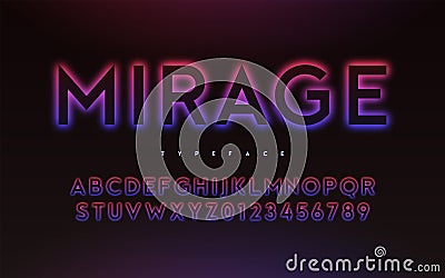 Vector trendy neon light or eclipse style glowing font design Vector Illustration