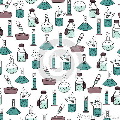 Vector trendy science experiment tools seamless pattern background Vector Illustration