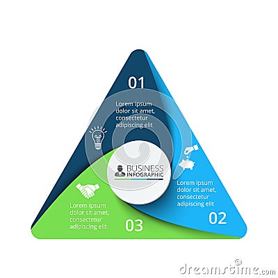 Vector triangle element for infographic. Business concept with 3 options Vector Illustration