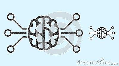 Vector Triangle Filled Brain Circuit Icon Vector Illustration