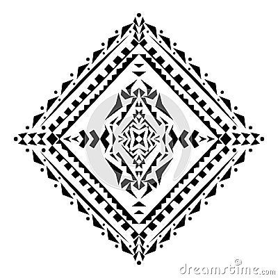 Vector tribal black and white decorative pattern. Aztec ornamental style Vector Illustration