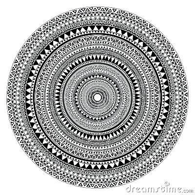 Vector tribal folk aztec geometric pattern in circle Vector Illustration