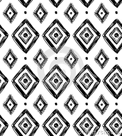 Vector tribal seamless pattern with rhombuses. Vector Illustration