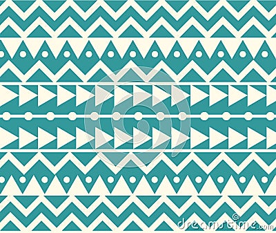 Vector Tribal Teal and White Ethnic Pattern Illustration Vector Illustration