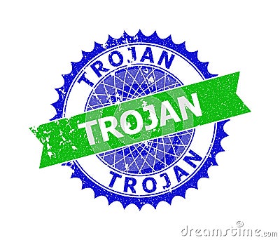 TROJAN Bicolor Rosette Grunge Stamp Stock Photo