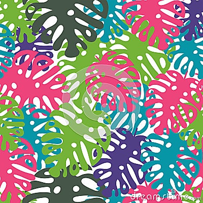 Vector seamless trendy pattern with tropical leaves, summer design Vector Illustration