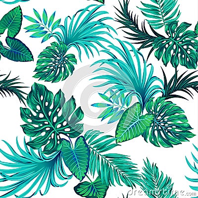 Vector tropical pattern with palms Vector Illustration