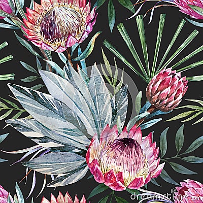 Vector tropical protea pattern Vector Illustration