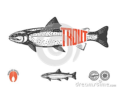 Vector trout label Vector Illustration