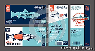 Vector trout labels and design elements Vector Illustration