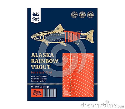 Vector trout packaging design concept Vector Illustration