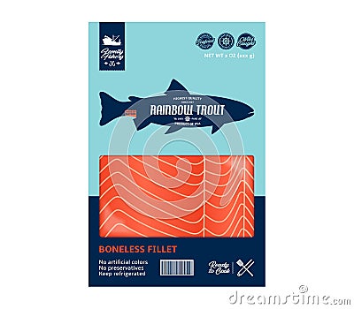 Vector trout packaging design Vector Illustration