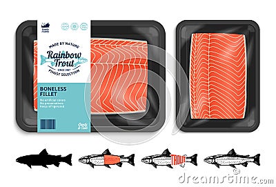 Vector trout packaging illustration Vector Illustration