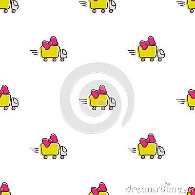 Vector truck icons seamless pattern. Funny gift Vector Illustration