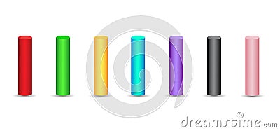 Vector tubes set with gradients and shadow for game, icon, package design, logo, mobile, ui, web, education. 3D Vector Illustration
