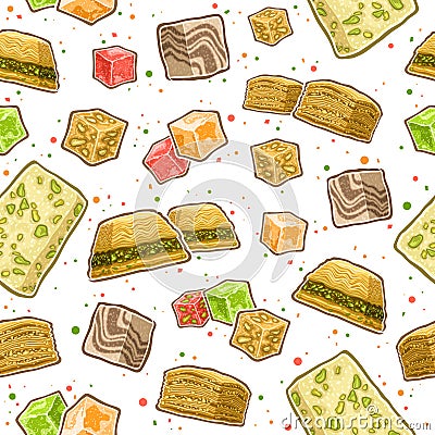 Vector Turkish Sweets seamless pattern Vector Illustration