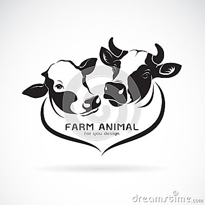 Vector of two cows head design on a white background. Animals farm. Cows Icon or logo. Easy editable layered vector illustration Vector Illustration