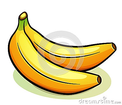 Vector two yellow bananas design Vector Illustration