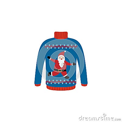 Vector ugly sweaters for Christmas party. Knitted jumpers with winter patterns Stock Photo