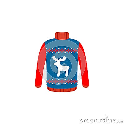 Vector ugly sweaters for Christmas party. Knitted jumpers with winter patterns Stock Photo