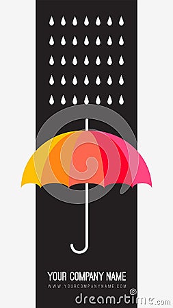 Vector umbrella and rain drops. Abstract weather Vector Illustration