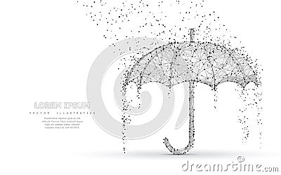 Vector umbrella rain protection. Abstract low poy umbrella cover in rain Vector Illustration
