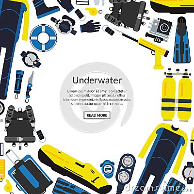 Vector underwater diving equipment illustration Vector Illustration