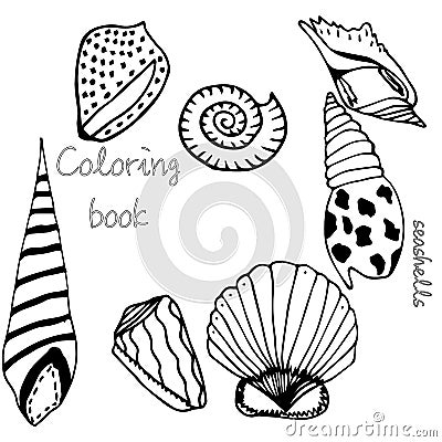 Vector underwater sea cartoon. Various seashells. Great for web page background, wrapping paper, cards,notebook and invitation Stock Photo