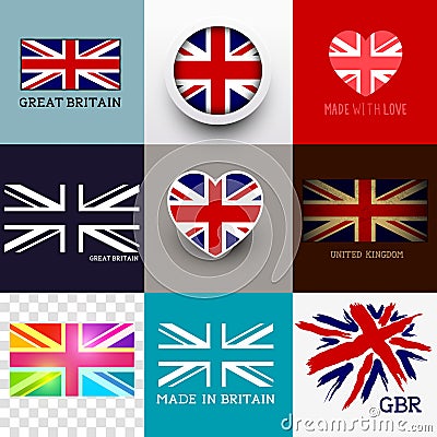 Vector Union Jack Flag Collection Vector Illustration