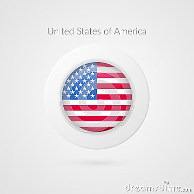 Vector United States of America flag sign. USA circle symbol. North American illustration icon for travel, sport event Vector Illustration