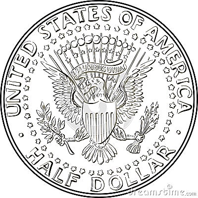Vector United States coin Half dollar Vector Illustration