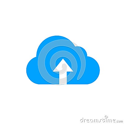 Vector Upload Icon, Cloud with Arrow, Loading Concept, Isalated on White Background. Vector Illustration