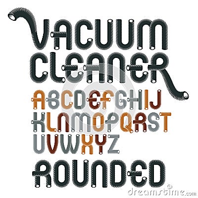 Vector upper case modern alphabet letters, abc set. Funky rounded font, typescript for use in logo creation. Made with industrial Vector Illustration