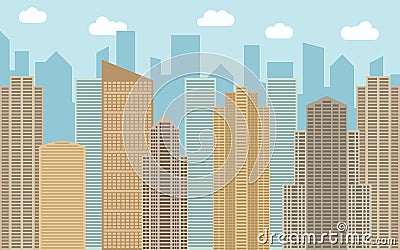 Vector urban landscape illustration. Street view with cityscape Vector Illustration